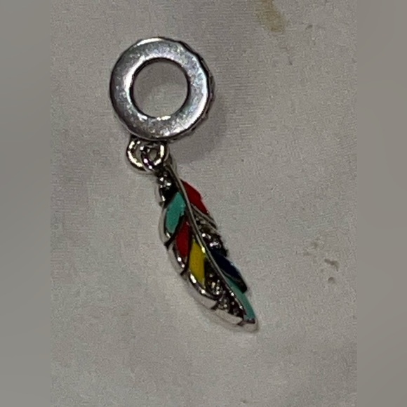 Jewelry - Sterling Silver Multi-Colored Feather Charm Pendant